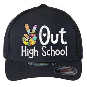 Peace Out High School Last Day Of School High School Grad Flexfit Unipanel Trucker Cap