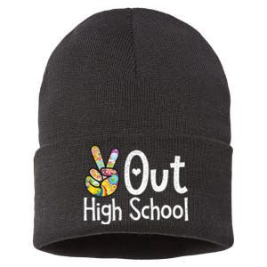 Peace Out High School Last Day Of School High School Grad Sustainable Knit Beanie