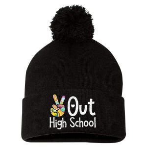 Peace Out High School Last Day Of School High School Grad Pom Pom 12in Knit Beanie