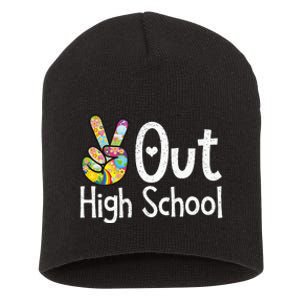 Peace Out High School Last Day Of School High School Grad Short Acrylic Beanie