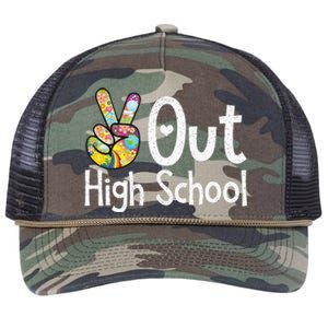 Peace Out High School Last Day Of School High School Grad Retro Rope Trucker Hat Cap