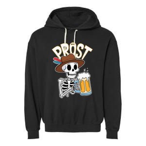 Prost Oktoberfest Halloween Skeleton Garment-Dyed Fleece Hoodie