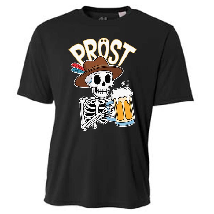 Prost Oktoberfest Halloween Skeleton Cooling Performance Crew T-Shirt