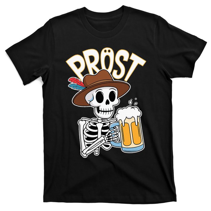 Prost Oktoberfest Halloween Skeleton T-Shirt