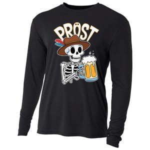 Prost Oktoberfest Halloween Skeleton Cooling Performance Long Sleeve Crew