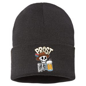 Prost Oktoberfest Halloween Skeleton Sustainable Knit Beanie