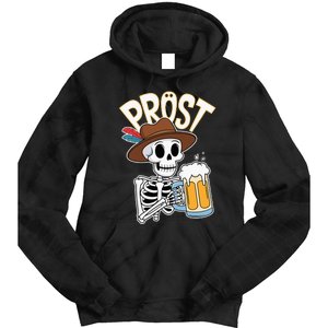 Prost Oktoberfest Halloween Skeleton Tie Dye Hoodie