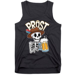 Prost Oktoberfest Halloween Skeleton Tank Top