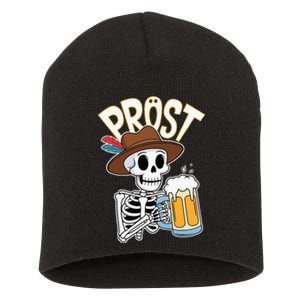 Prost Oktoberfest Halloween Skeleton Short Acrylic Beanie