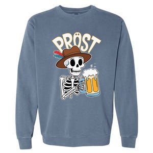 Prost Oktoberfest Halloween Skeleton Garment-Dyed Sweatshirt