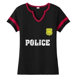 Police Officer Halloween Costume Ladies Halftime Notch Neck Tee