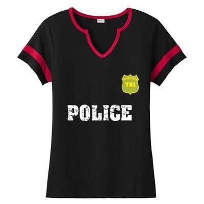 Police Officer Halloween Costume Ladies Halftime Notch Neck Tee