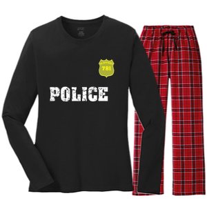 Police Officer Halloween Costume Women's Long Sleeve Flannel Pajama Set 