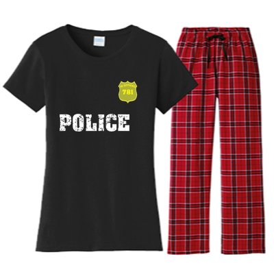 Police Officer Halloween Costume Women's Flannel Pajama Set