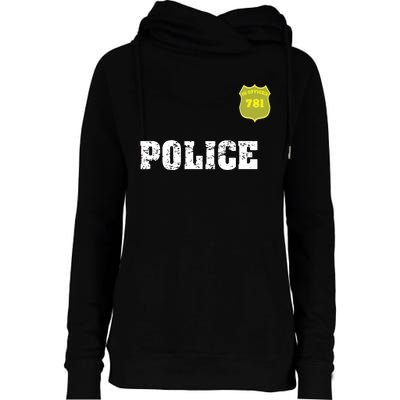 Police Officer Halloween Costume Womens Funnel Neck Pullover Hood