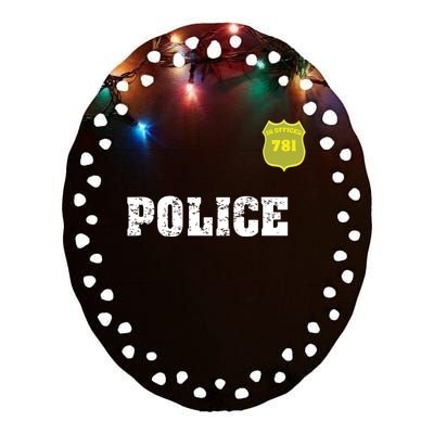 Police Officer Halloween Costume Ceramic Oval Ornament