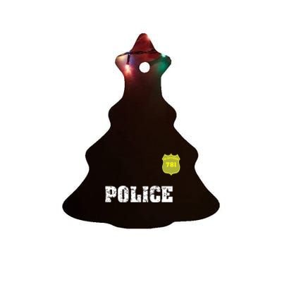 Police Officer Halloween Costume Ceramic Tree Ornament