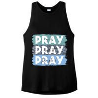 Pray On It Pray Over It Pray Through It Leopard Christian Ladies PosiCharge Tri-Blend Wicking Tank
