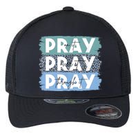 Pray On It Pray Over It Pray Through It Leopard Christian Flexfit Unipanel Trucker Cap