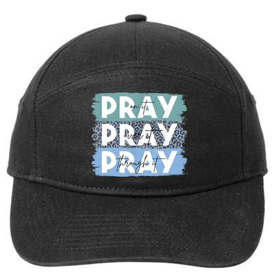 Pray On It Pray Over It Pray Through It Leopard Christian 7-Panel Snapback Hat