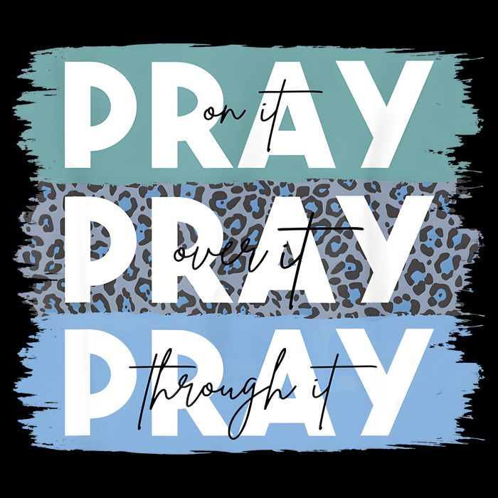 Pray On It Pray Over It Pray Through It Leopard Christian 7-Panel Snapback Hat