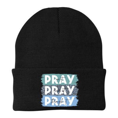 Pray On It Pray Over It Pray Through It Leopard Christian Beanie