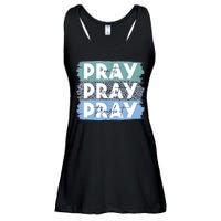 Pray On It Pray Over It Pray Through It Leopard Christian Ladies Essential Flowy Tank