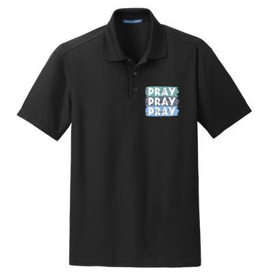 Pray On It Pray Over It Pray Through It Leopard Christian Dry Zone Grid Polo