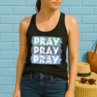 Pray On It Pray Over It Pray Through It Leopard Christian Womens Tank Top