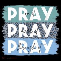 Pray On It Pray Over It Pray Through It Leopard Christian Pom Pom 12in Knit Beanie
