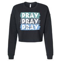 Pray On It Pray Over It Pray Through It Leopard Christian Cropped Pullover Crew