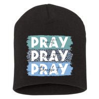 Pray On It Pray Over It Pray Through It Leopard Christian Short Acrylic Beanie