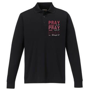 Pray On It Over Through It Christian Bible Verse Quote Performance Long Sleeve Polo