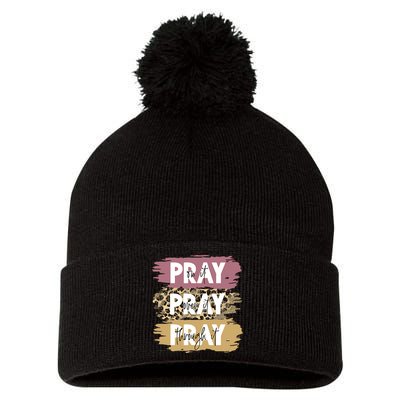 Pray On It Pray Over It Pray Through It Prayer Faith Religious Pom Pom 12in Knit Beanie