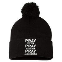 Pray On It, Pray Over It, Pray Through It Christian Faith Pom Pom 12in Knit Beanie