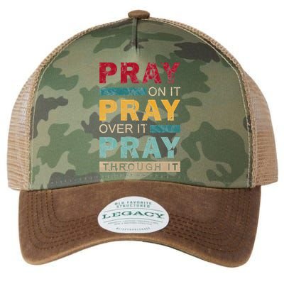 Pray On It Pray Over It Pray Through It Jesus Vintage Legacy Tie Dye Trucker Hat