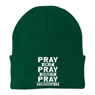 Pray On It Pray Over It Pray Through It Christian Knit Cap Winter Beanie