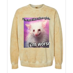 Possum Opossum I’M Not Like Other Girl I’M Worse Colorblast Crewneck Sweatshirt