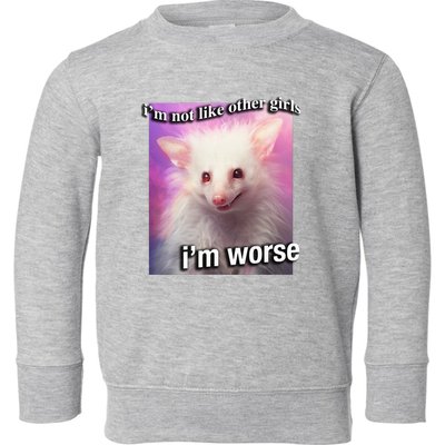 Possum Opossum I’M Not Like Other Girl I’M Worse Toddler Sweatshirt