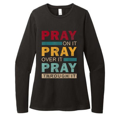 Pray On It Pray Over It Pray Through It Jesus Vintage Womens CVC Long Sleeve Shirt