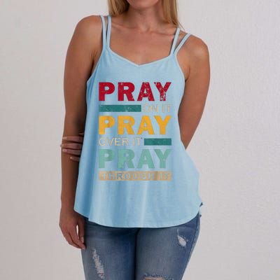 Pray On It Pray Over It Pray Through It Jesus Vintage Women's Strappy Tank