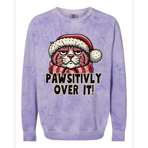 Pawsitively Over It Funny Grumpy Cat Christmas Great Gift Colorblast Crewneck Sweatshirt