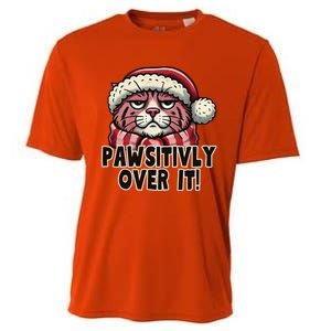 Pawsitively Over It Funny Grumpy Cat Christmas Great Gift Cooling Performance Crew T-Shirt