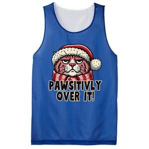 Pawsitively Over It Funny Grumpy Cat Christmas Great Gift Mesh Reversible Basketball Jersey Tank