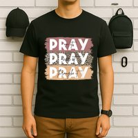 Pray On It Pray Over It Pray Through It Leopard Christian T-Shirt