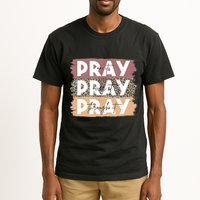 Pray On It Pray Over It Pray Through It Leopard Christian Tall T-Shirt