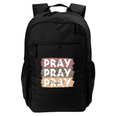 Pray On It Pray Over It Pray Through It Leopard Christian Backpack