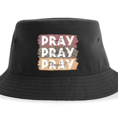 Pray On It Pray Over It Pray Through It Leopard Christian Sustainable Bucket Hat