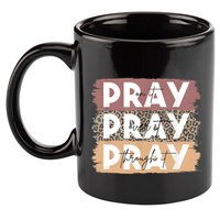Pray On It Pray Over It Pray Through It Leopard Christian 11oz C Handle Ceramic Mug