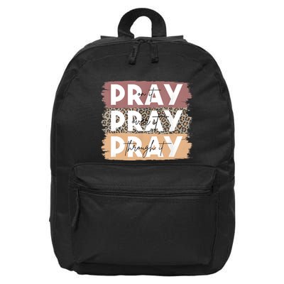 Pray On It Pray Over It Pray Through It Leopard Christian 16 in Basic Backpack